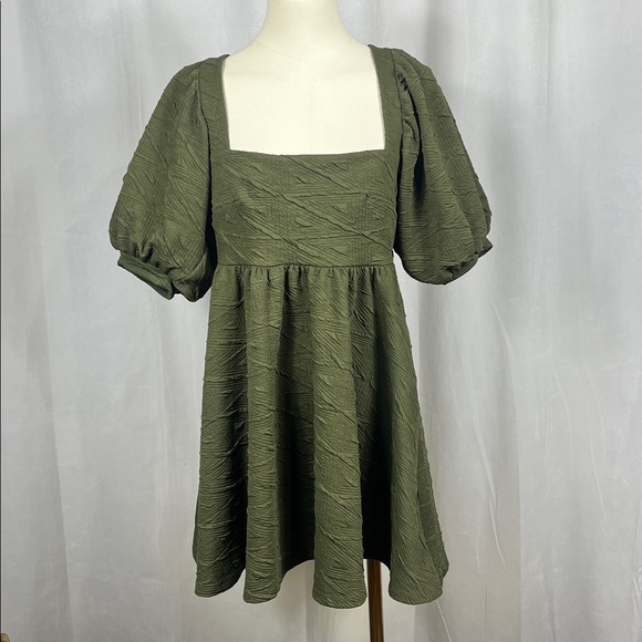 Free People Lily Violet Mini Dress in Olive Smoke. - Picture 4 of 11